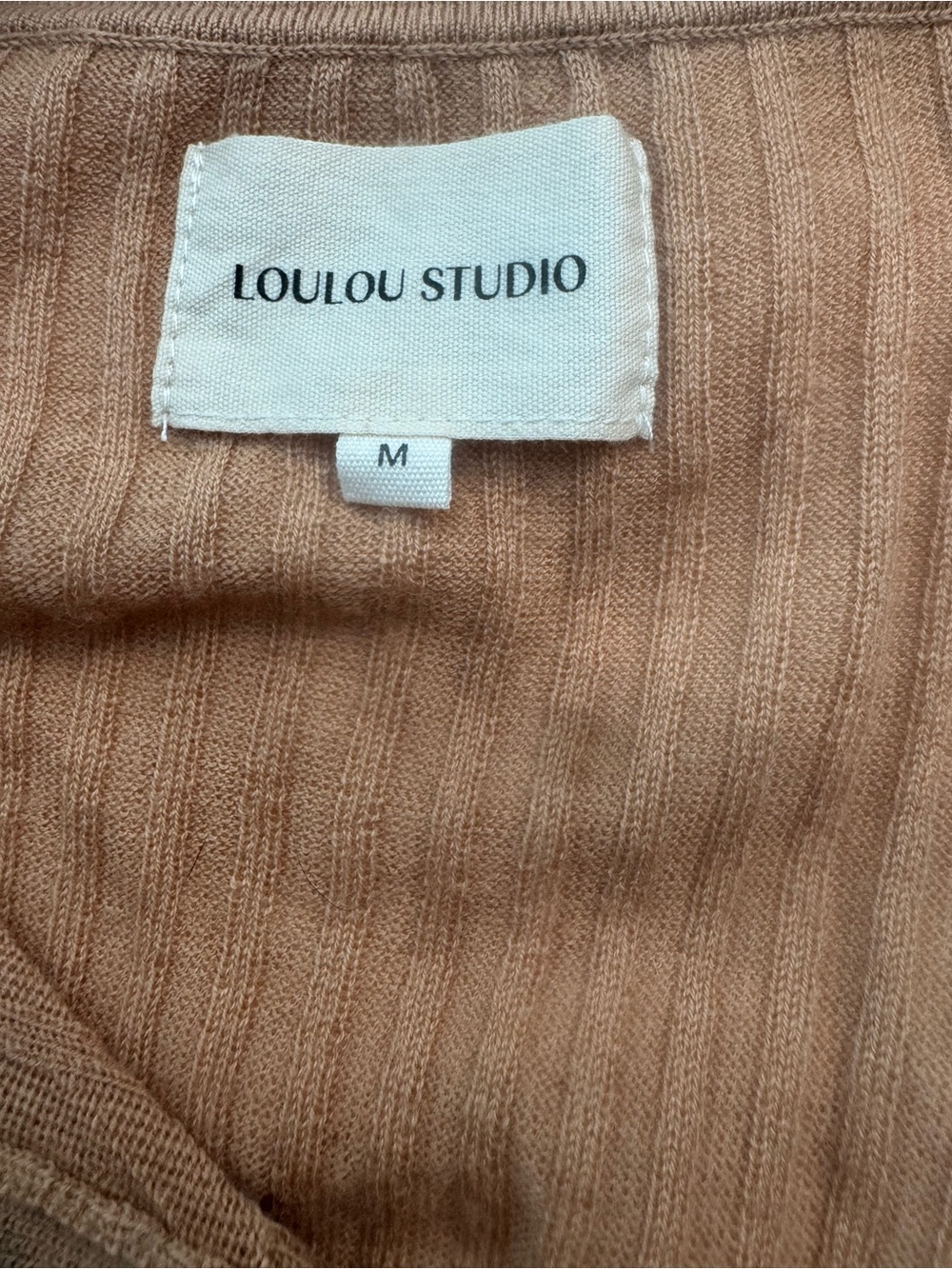 Loulou Studio Ribbed Button-Front Cardigan in Camel - Picture 6 of 8